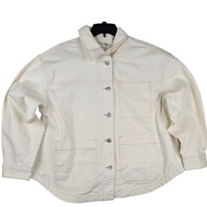 Future Collective Women‎ Beige Utility Jacket Long Sleeve Button Front Size M